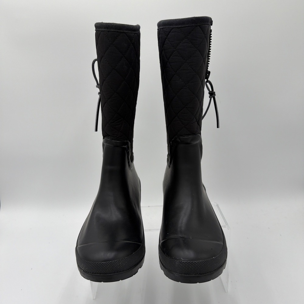 Sperry Top-Sider Walker Wind Quilted Black Nylon Rubber Rain Boots Women's Sz 7M - Picture 2 of 7